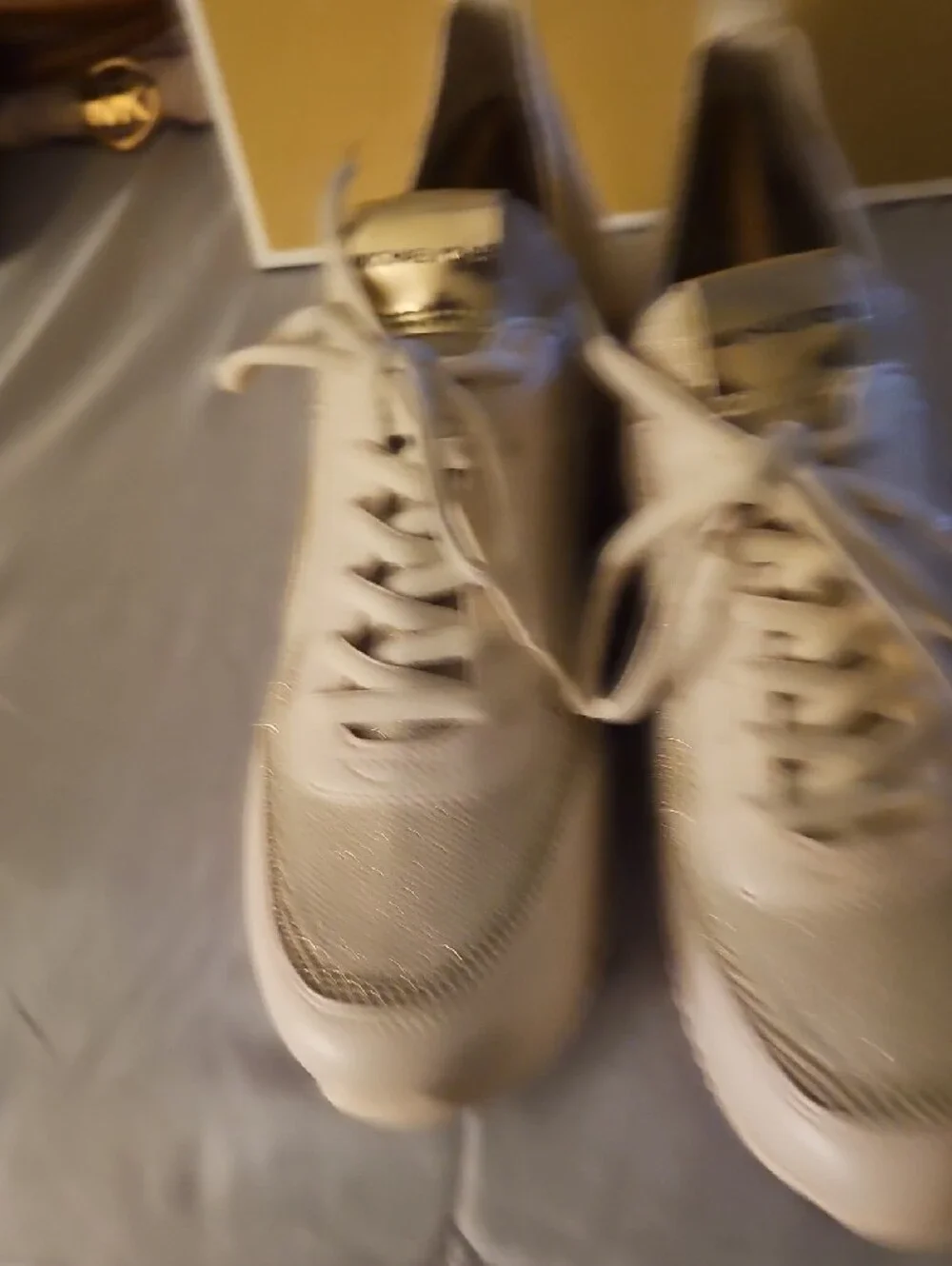Michael Kors Women’s Cream Knit & Metallic Accent Sneakers